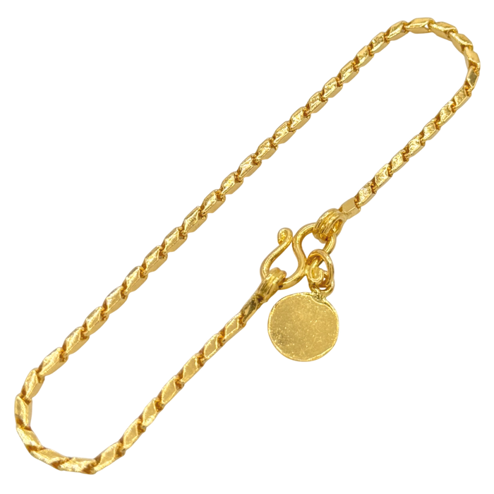 24K Yellow Gold 1.7MM Bullet Link Bracelet