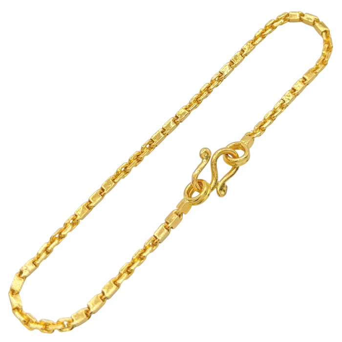 24K Yellow Gold 1.8MM Baht & Anchor Link Bracelet