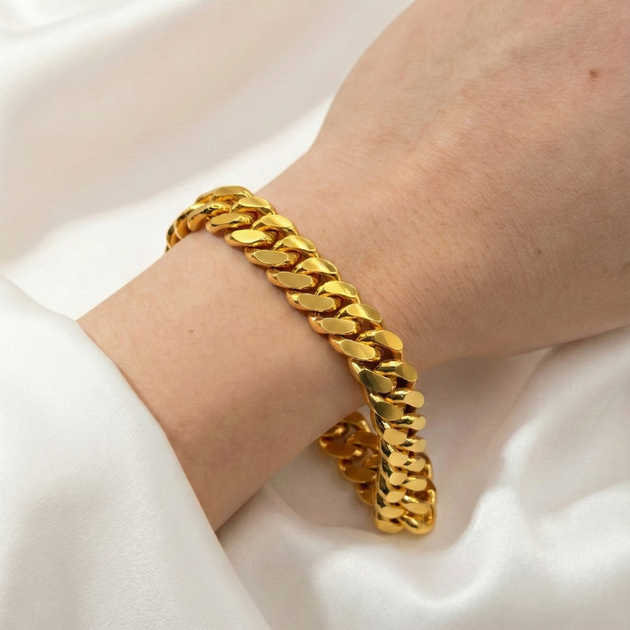 10MM Solid Flat Cuban Link Bracelet