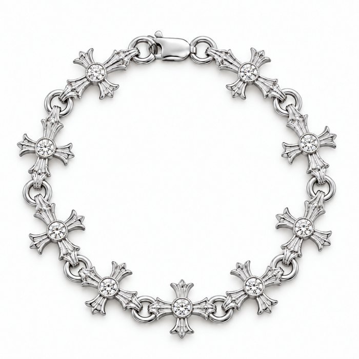 10MM Gothic Cross Diamond Bracelet
