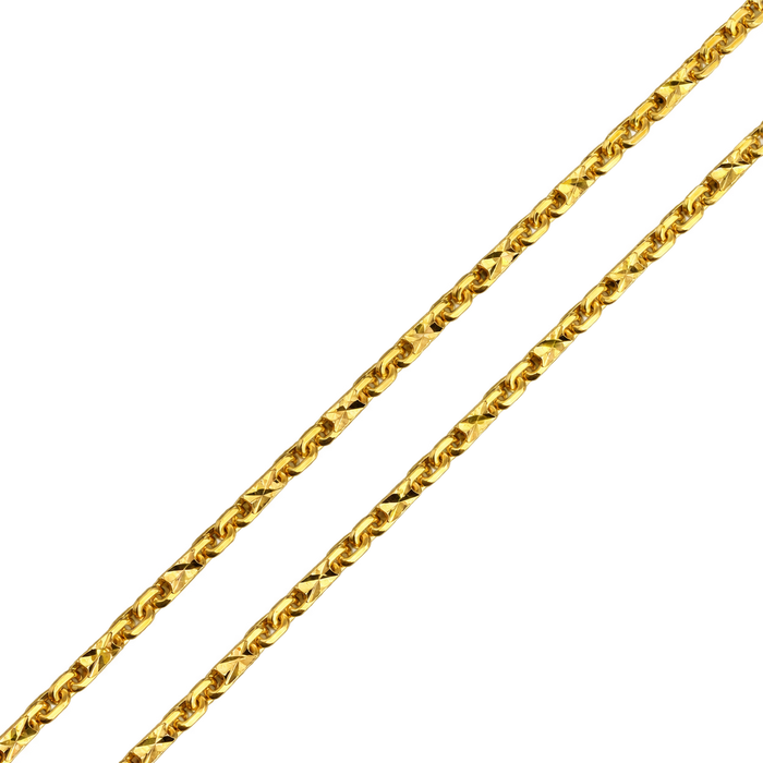 2.5MM Diamond Cut Baht & Anchor Link Chain — polished diagonal detail on transparent background
