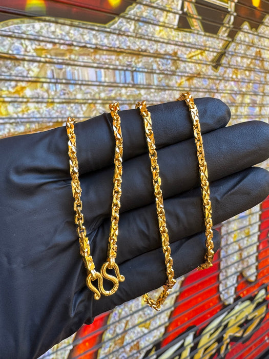 2.5MM Diamond Cut Baht & Anchor Link Necklace — glove indoor original