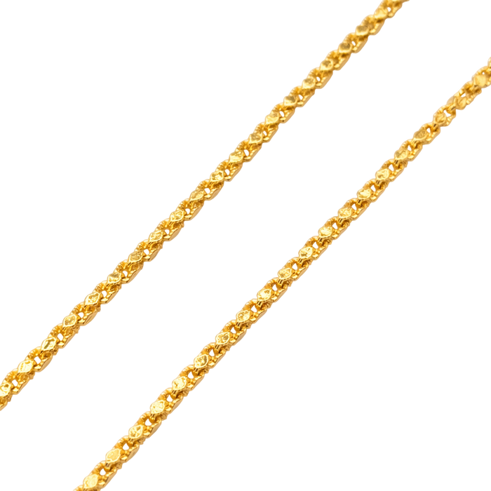 24K Yellow Gold 2.5MM Nugget Link Chain