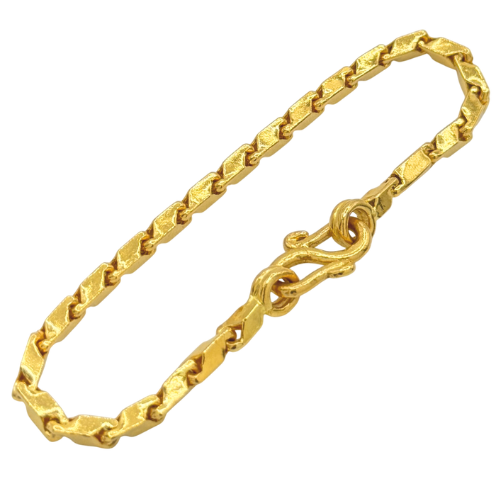 24K Yellow Gold 2.6MM Bullet Link Bracelet