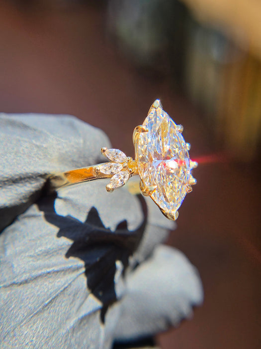 Marquise Fan Accent Engagement Ring — original photograph 2