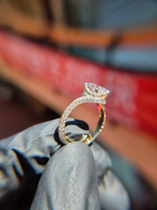 Twisted Bypass Pavé Side Stone Engagement Ring — original photograph 2