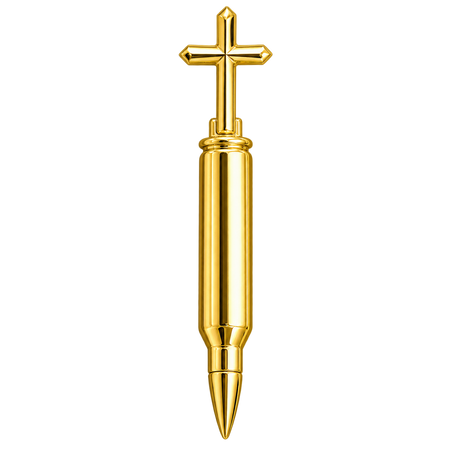 .223 Remington Calibre Rifle Bullet Pendant — polished yellow gold on transparent background