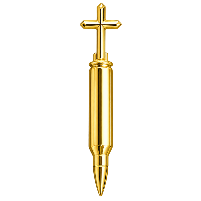 .223 Remington Calibre Rifle Bullet Pendant — polished yellow gold on transparent background