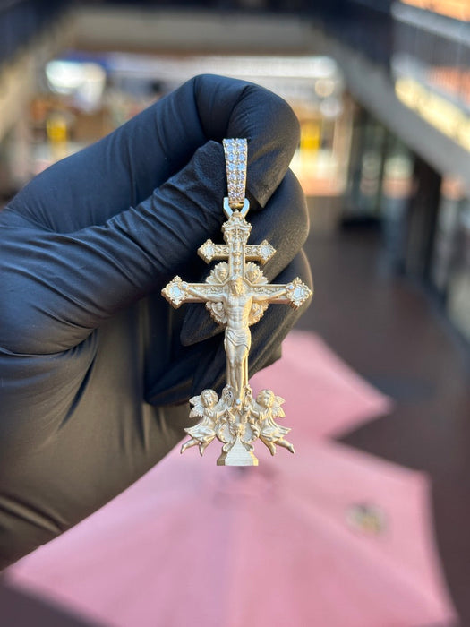 Museum-Level Crucifix and Angels Diamond Pendant