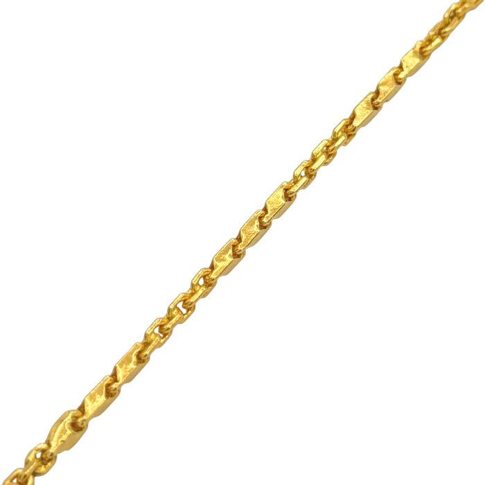 24K Yellow Gold 2MM Bullet & Anchor Link Bracelet