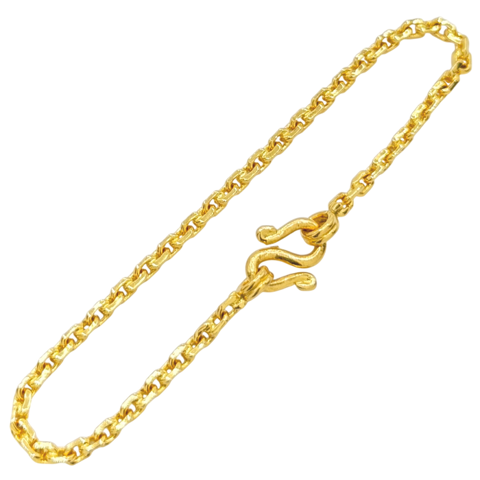 24K Yellow Gold 2MM Anchor Link Bracelet