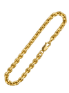 Polished yellow gold 3.5MM Anchor Link Bracelet with lobster clasp on transparent background