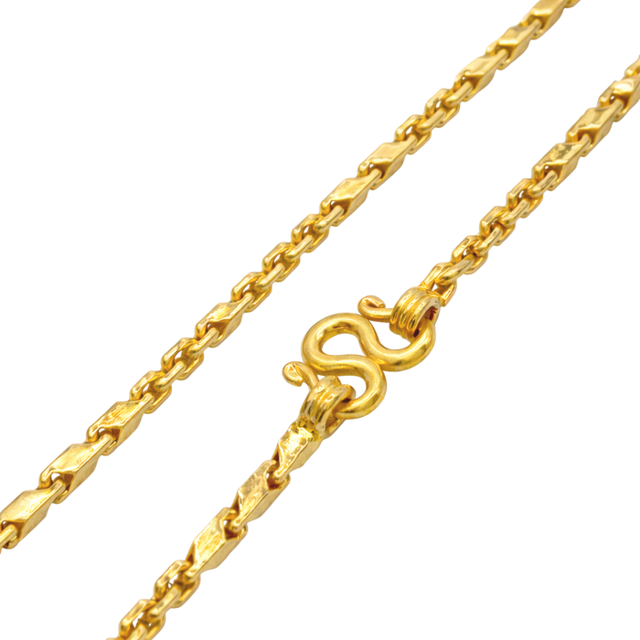 24K Yellow Gold 3.2MM Baht & Anchor Link Chain