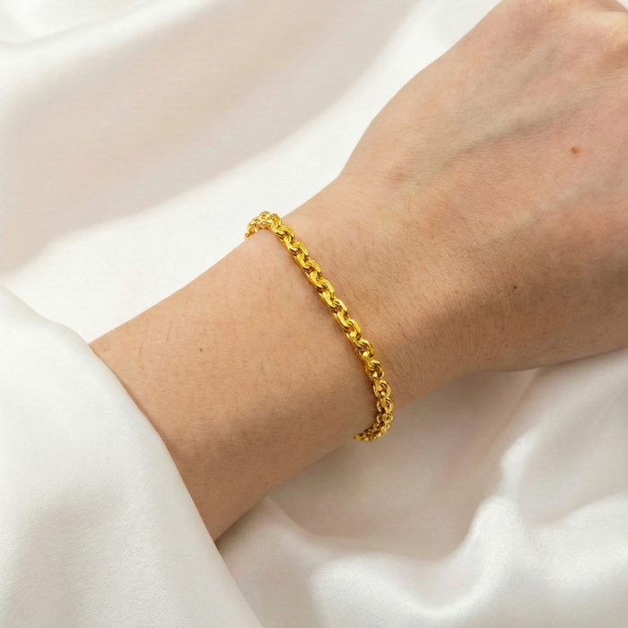 24K Yellow Gold 3.2MM Anchor Link Bracelet