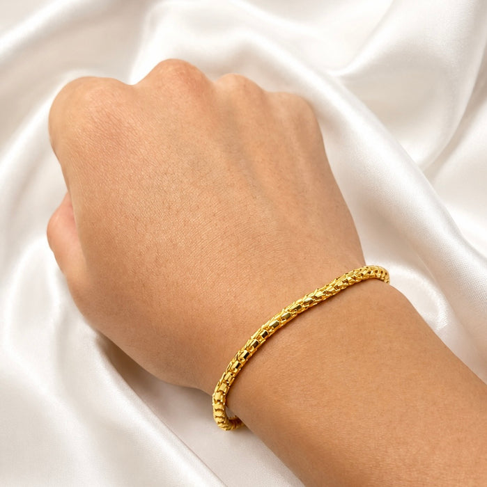 24K Yellow Gold 3.5MM Dragon Scale Bracelet