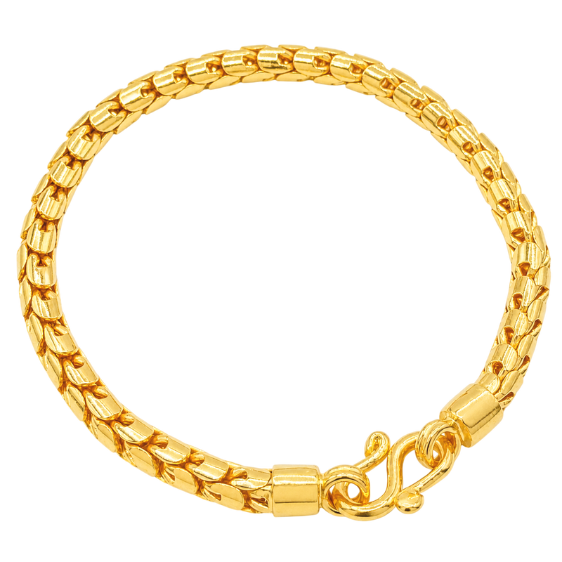 24K Yellow Gold 4.6MM Dragon Scale Bracelet