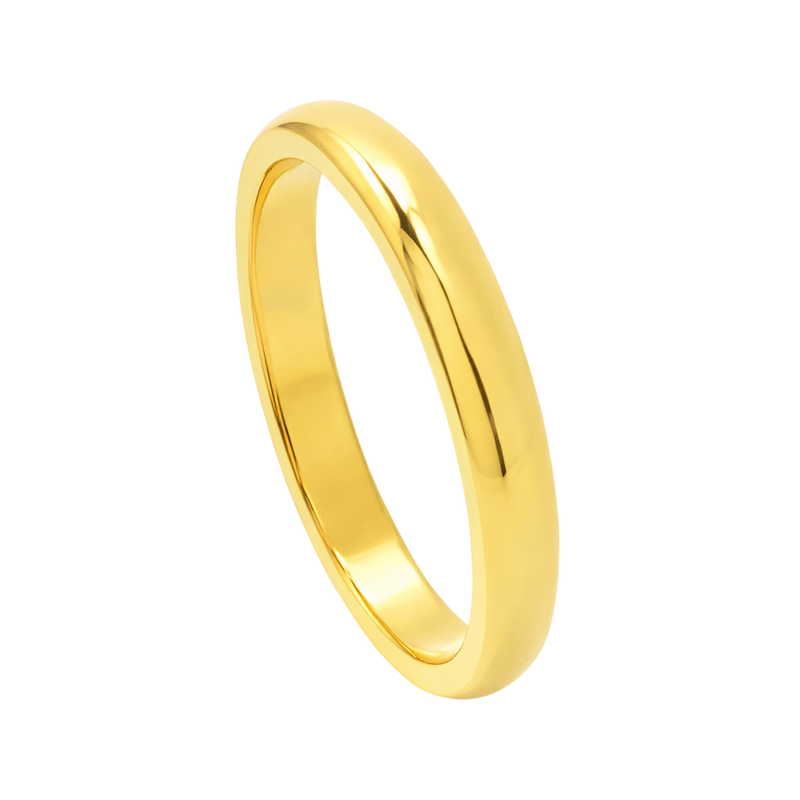 2MM 24K Yellow Gold Plain Curved Ring