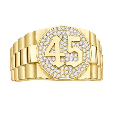 45 Circular Presidential Ring in yellow gold — studio view