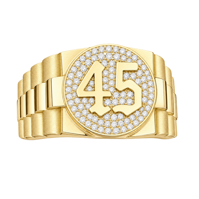 45 Circular Presidential Ring in yellow gold — studio view