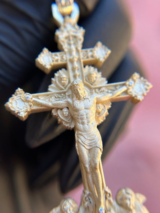 Museum-Level Crucifix and Angels Diamond Pendant