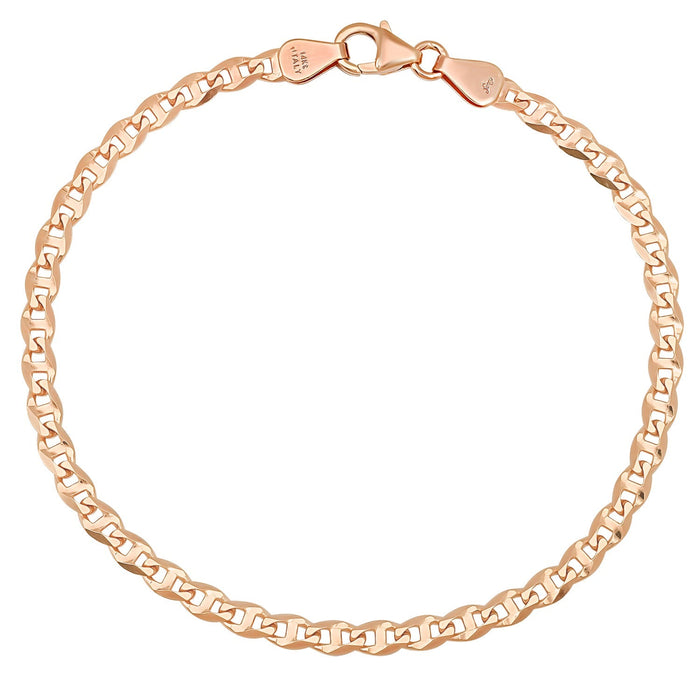 4.5MM Solid Diamond-Cut Mariner Bracelet