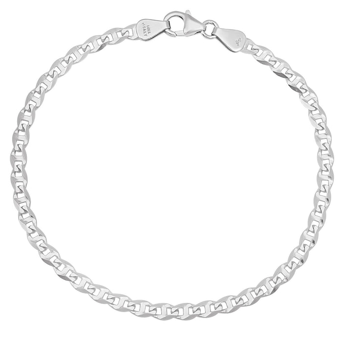 4MM Solid Diamond-Cut Mariner Bracelet