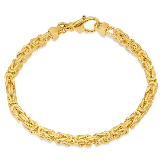 4MM Solid Byzantine Bracelet in yellow gold, product view 1