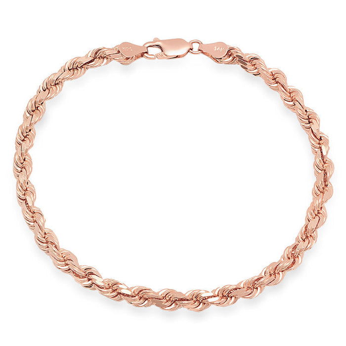 5MM Solid Diamond-Cut Rope Bracelet