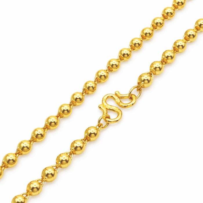24K Yellow Gold 4MM Semi-Hollow Ball Chain