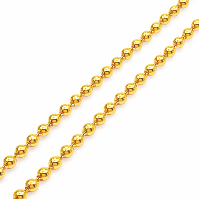 24K Yellow Gold 4MM Semi-Hollow Ball Chain