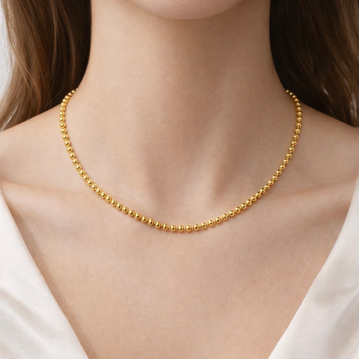 24K Yellow Gold 4MM Semi-Hollow Ball Chain