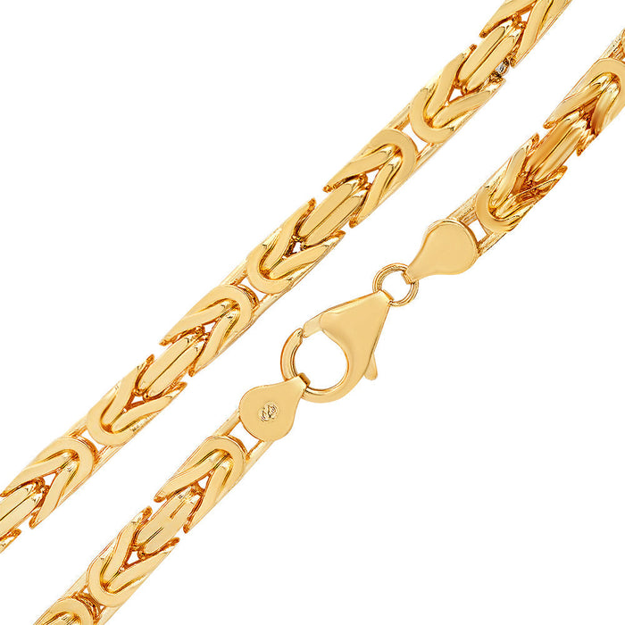 5.5MM Solid Byzantine Chain in yellow gold, product view 2