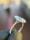 French Pavé Halo Cathedral Engagement Ring — original photograph 2