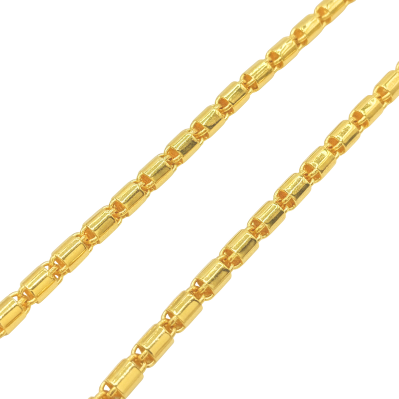 24K Yellow Gold 5MM Barrel Link Chain