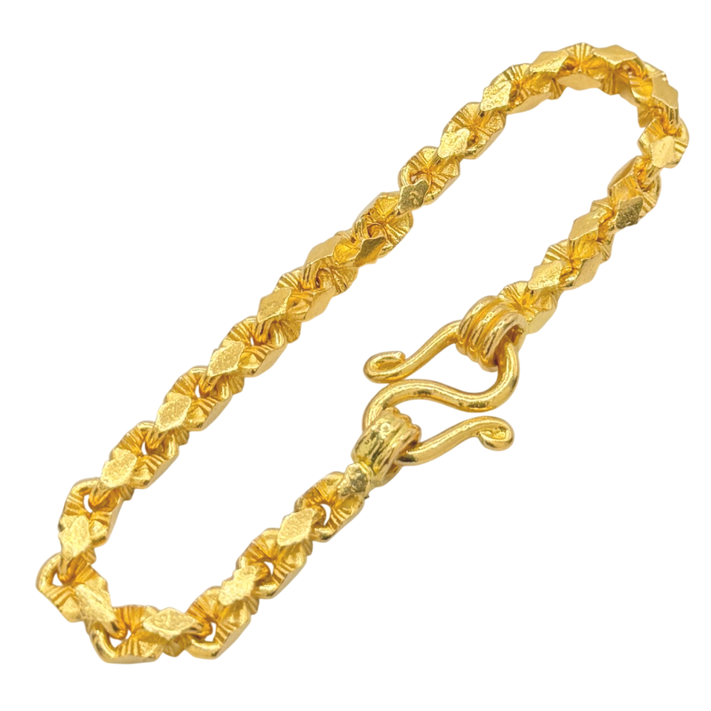24K Yellow Gold 5MM Nugget Link Bracelet