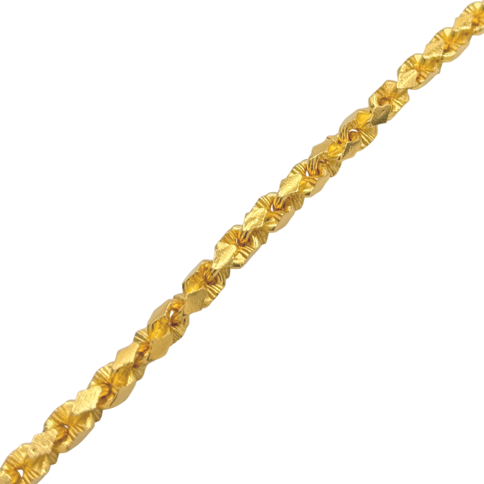 24K Yellow Gold 5MM Nugget Link Bracelet