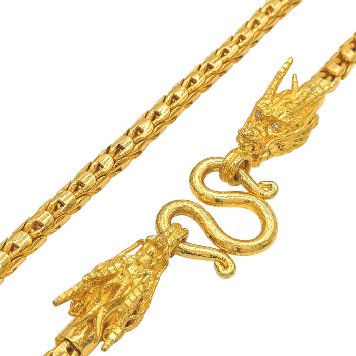 24K Dragon Heads w/ VS Diamond Eyes 7.5MM Dragon Scale Chain
