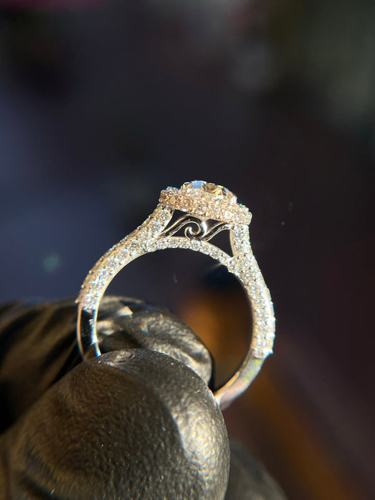 Cathedral Pavé Halo Engagement Ring — original photograph 1
