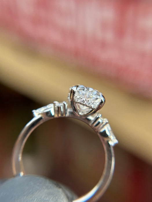 Marquise and Round Accent Hidden Halo Engagement Ring — original photograph 4