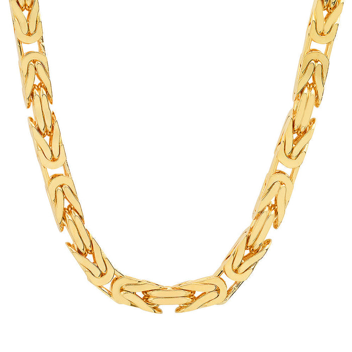 7MM Solid Byzantine Chain in yellow gold, product view 1