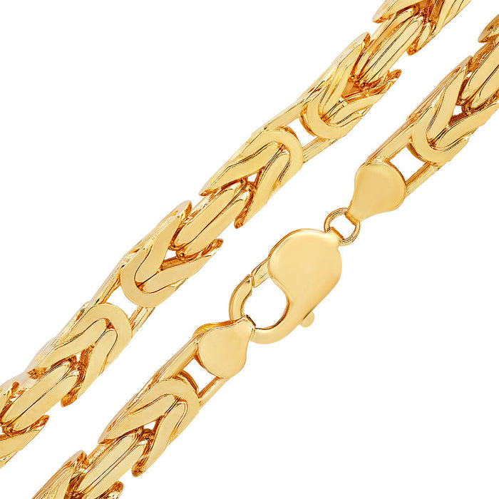 7MM Solid Byzantine Chain in yellow gold, product view 2
