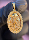 Diamond-Cut Saint Michael with Filigree Border Pendant