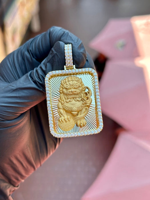 Foo Dog Diamond Framed Pendant