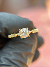 Alternating Baguette and Round Accent Milgrain Engagement Ring — original photograph 4