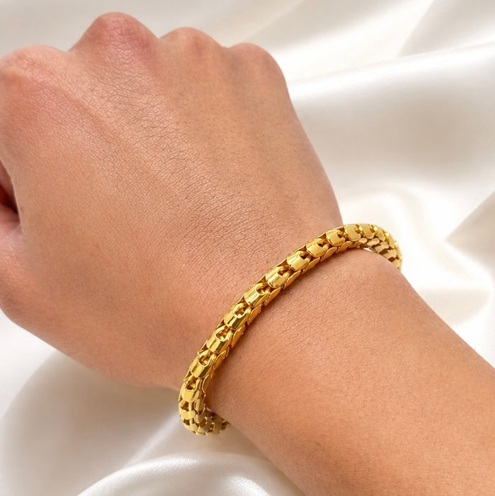 24K Yellow Gold 6MM Dragon Scale Bracelet