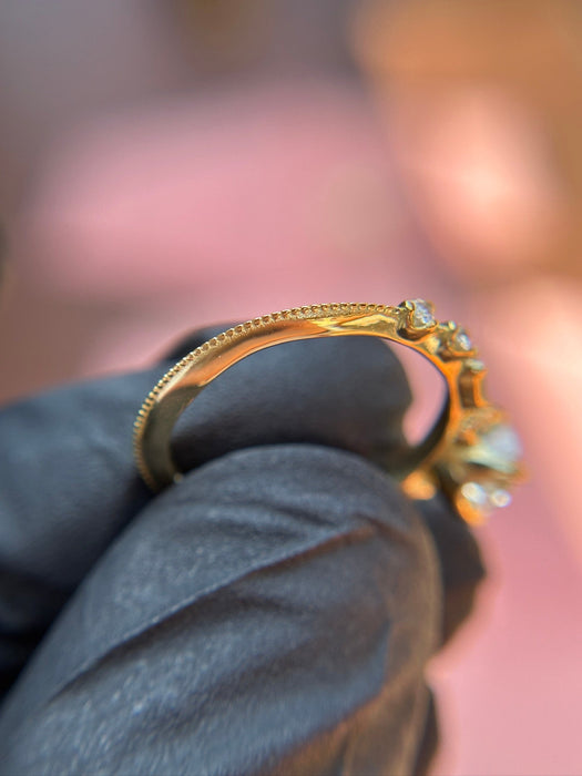 Alternating Baguette and Round Accent Milgrain Engagement Ring — original photograph 2