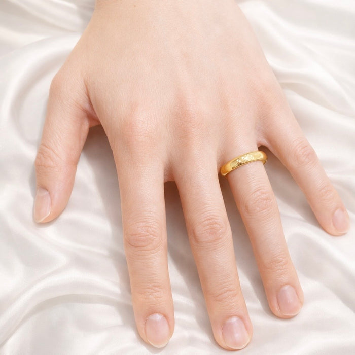 4MM 24K Yellow Gold Plain Ring