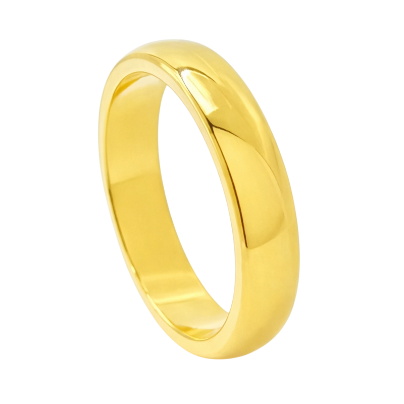 4MM 24K Yellow Gold Plain Curved Ring