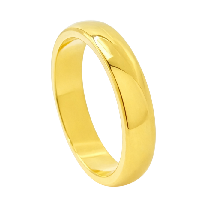 4MM 24K Yellow Gold Plain Ring