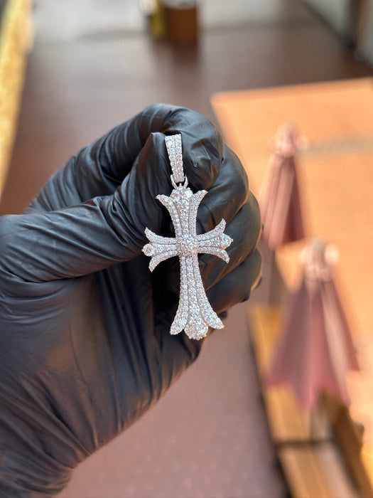 Gothic-Inspired Diamond Cross Pendant